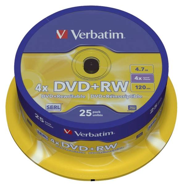 VERBATIM DVD+RW 25erSpindel 43489 4,7Gb120mi