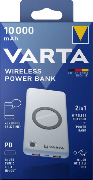VARTA Ladestation Powerbank 10.000mAh weiß 57913 101 111 Induktion Wireless