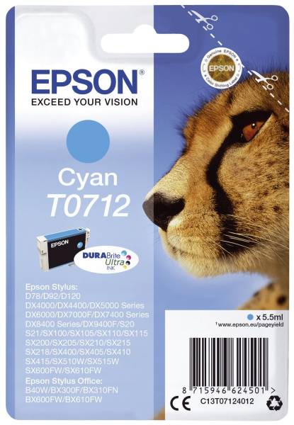 EPSON Inkjetpatrone T0712 cyan C13T07124012 5,5ml