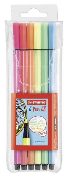 STABILO Fasermaler Pen 68 Etui 6 Stück 6806-1 Neonfarben