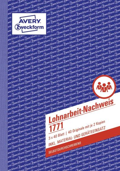 AVERY ZWECKFORM Lohnarbeit Nachweis A5/3x50BL 1771
