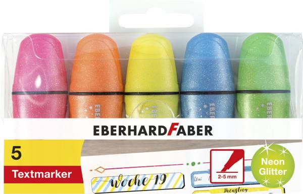 EBERHARD FABER Textmarkeretui Mini 5ST Glitzer Neon 551408