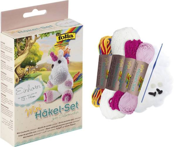 FOLIA Bastelset Häkeln Mini Einhorn 23910