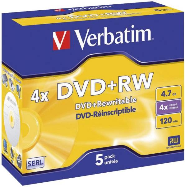 VERBATIM DVD+RW 5erPack 43229 4.7GB/120M