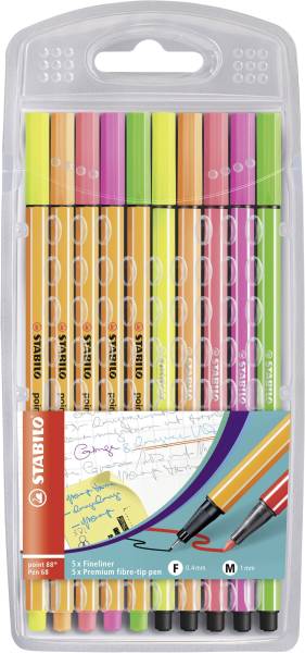 STABILO Feinliner Point88 + Pen68 neon Etui 10St 8868/10-1