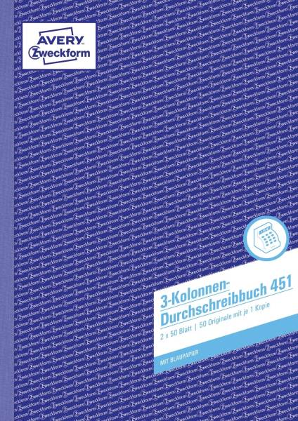 AVERY ZWECKFORM Durchschreibebuch 3Kolonnen 451
