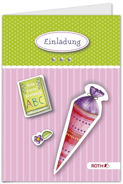ROTH Einladung Schulanfang 4ST pink 679561 3D Hallo Schule