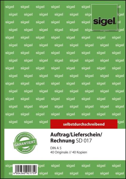 SIGEL Durchschreibebuch A5/2x40BL SD SD017