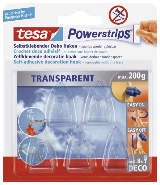 TESA Powerstrips Deco Haken transp 58900-00013-20 5ST+8STRIPS