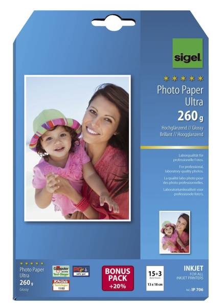 SIGEL Inkjet Fotopapier Ultra 18BL IP706 13x18cm 260g
