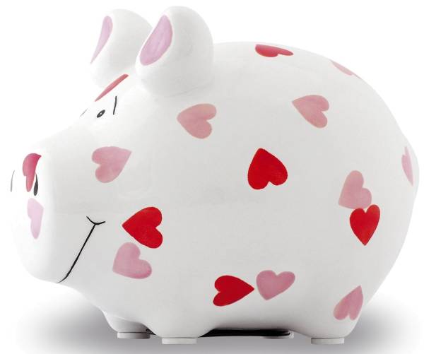 KCG Spardose Schwein klein weiß 101575/10027099 Herzchen
