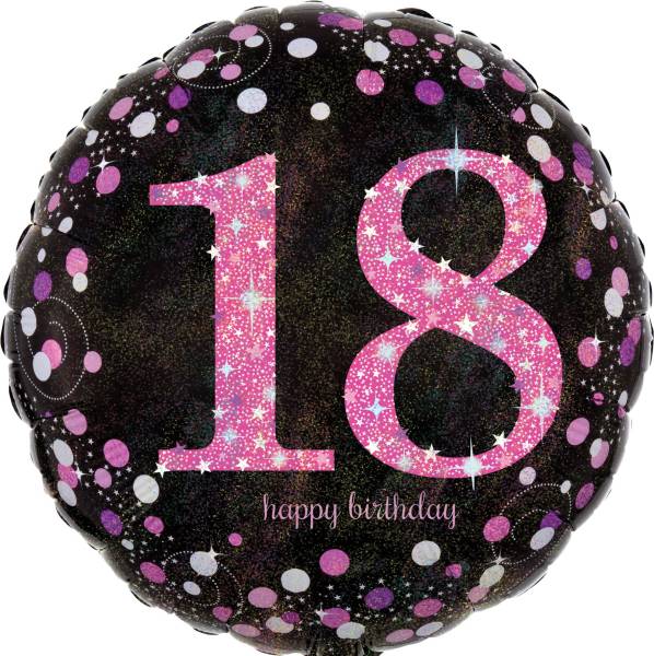 AMSCAN Folienballon Happy Birthday 18 pink 3378301 Sparkling 43cm D.