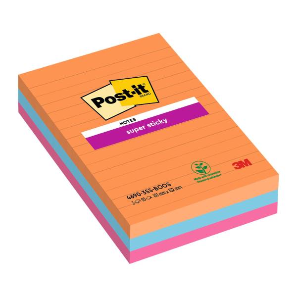 POST-IT Haftnotizblock 101x152 liniert 3ST Bangk 4690-3SS-BOOS BigNotes