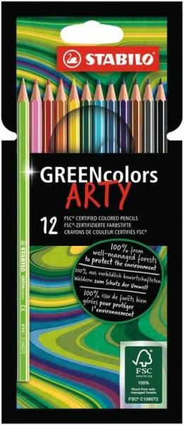 STABILO Farbstiftetui 12ST GREENcolors ARTY 6019/12-1-20 sortiert