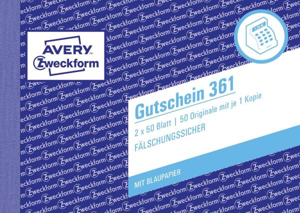 AVERY ZWECKFORM Gutscheinheft A6h 2x50bl 361