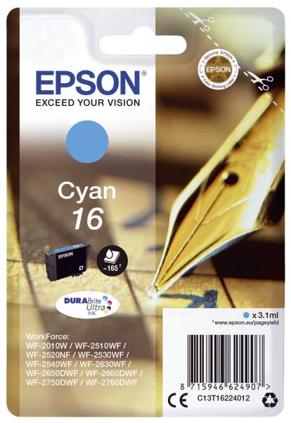 EPSON Inkjetpatrone Nr. 16 cyan C13T16224012 3,1ml