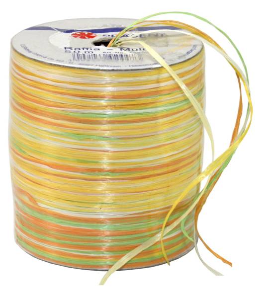 Bast Raffia 50m gelb/grün/orange/creme 36-605 Multicolor