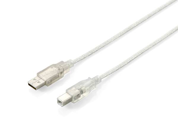 EQUIP USB 2.0 Cable Type A Male to Type B Male 128650 1.8m transparent silver