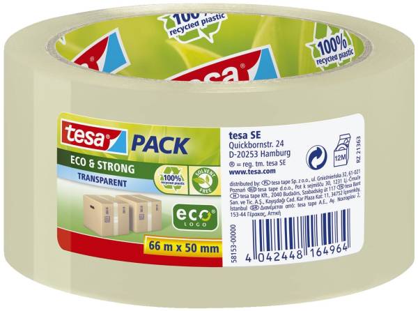 TESA Packband 50mm 66m transparent 58153-0000 Eco & Strong
