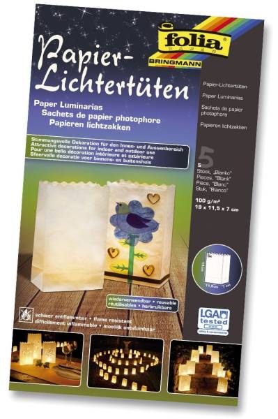 FOLIA Lichtertüte 5ST blanko 11900 19x11,5x7cm