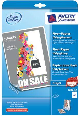 AVERY ZWECKFORM Inkjet Flyer-Papier A4 180g 2789-40