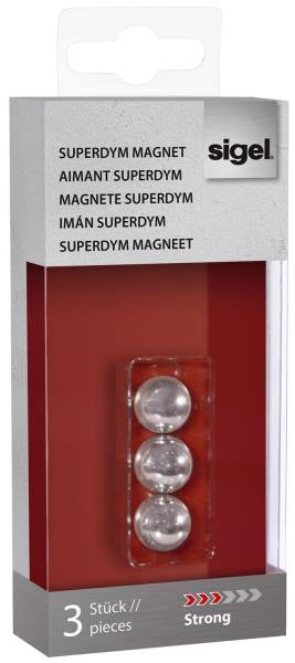 SIGEL Magnet Kugel 3ST silber GL702 SuperDym 12.7mm D.