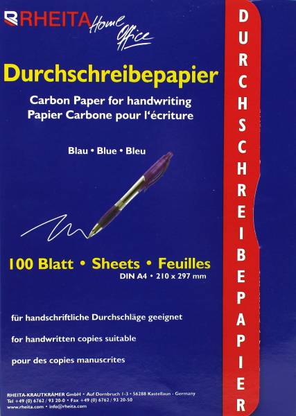 RHEITA Durchschreibepapier A4 100BL blau 8173-100