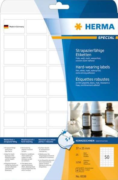HERMA Folienetiketten 37,0x25,0 weiß 8338 wetterfest