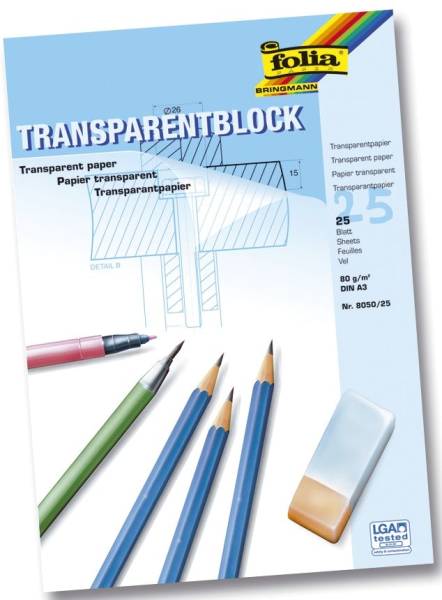 FOLIA Transparentpapierblock A3 25BL 8050/25 80g