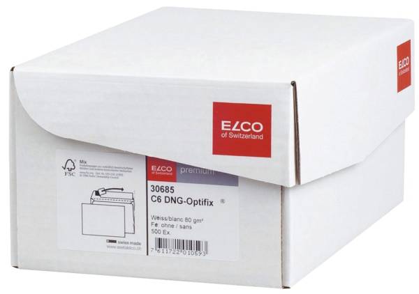 ELCO Briefhülle C6 80g 500ST weiß 30685 Office Box Haftklebung