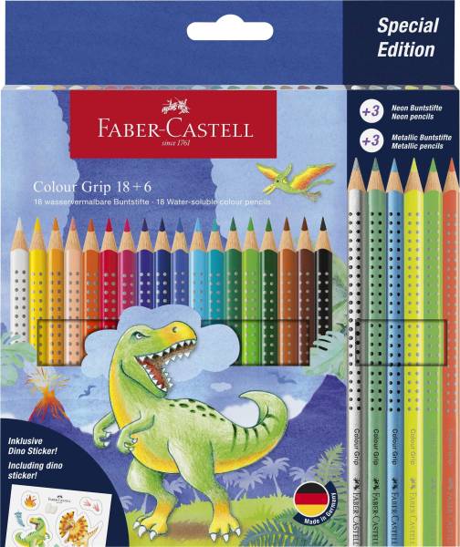 FABER CASTELL Farbstiftetui 18+6ST Colour Grip Dino 201546