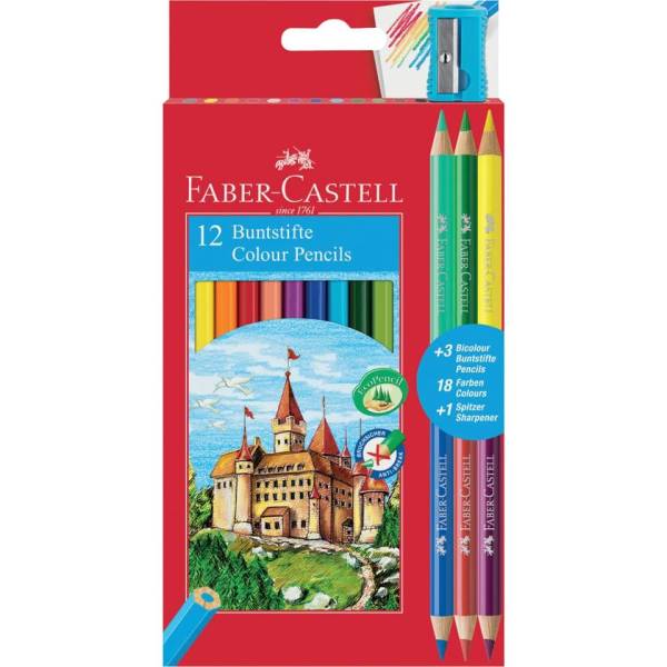 FABER CASTELL Farbstifte ECO 12+3 Bicolor sort 110312