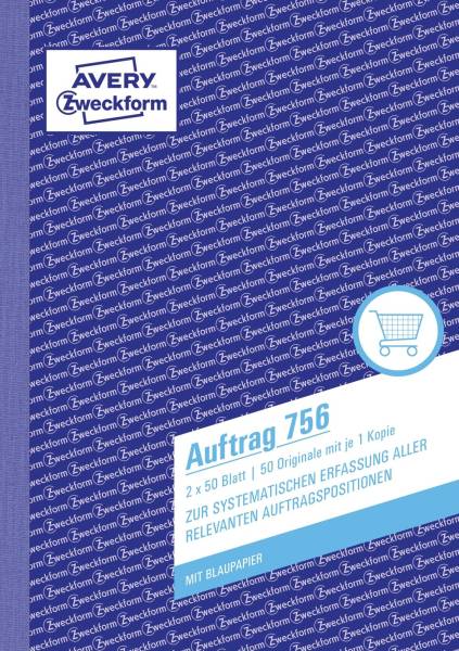 AVERY ZWECKFORM Auftragsbuch A5/2x50BL 756
