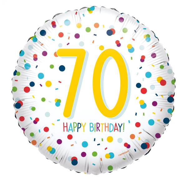 AMSCAN Folienballon Happy Birthday 70 Konfetti 4201701