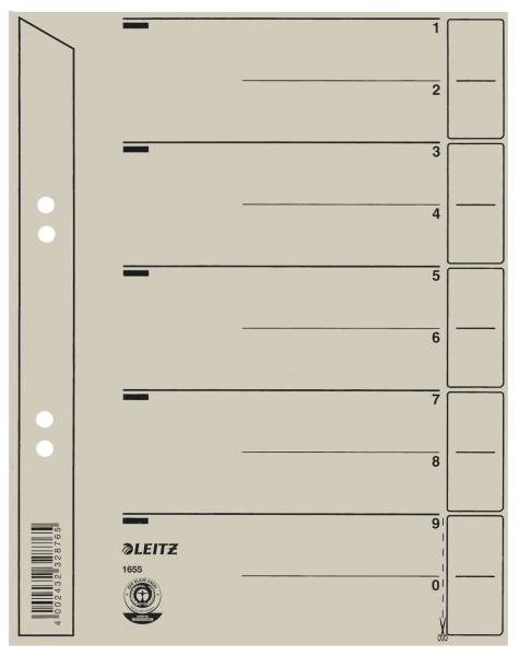 LEITZ Trennblatt geöst A4 grau 1654-00-85 100ST