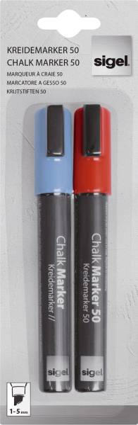 SIGEL Kreidemarker 2ST 1-5mm blau/rot GL183 Keilspitze