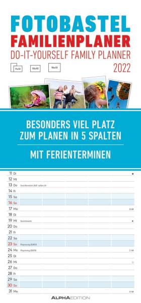 ALPHA Bastelkalender 2027 Familienplaner 155001 21x45cm