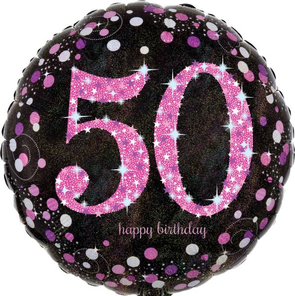 AMSCAN Folienballon Happy Birthday 50 pink 3378701 Sparkling 43cm D.
