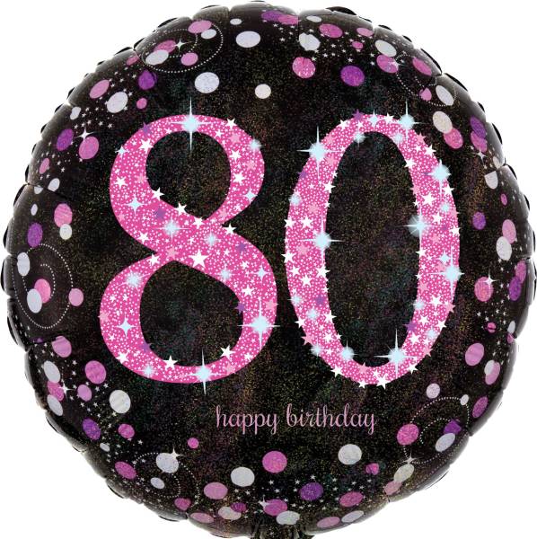 AMSCAN Folienballon Happy Birthday 80 pink 3379001 Sparkling 43cm D.