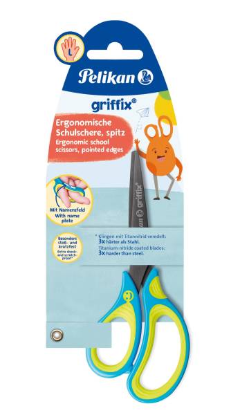 PELIKAN Schulschere Griffix links 15cm blau 100401656 810265 Links spitz