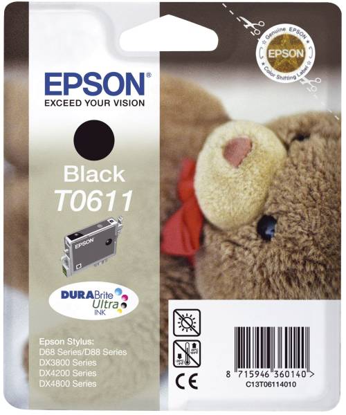 EPSON Inkjetpatrone T0611 schwarz C13T06114010