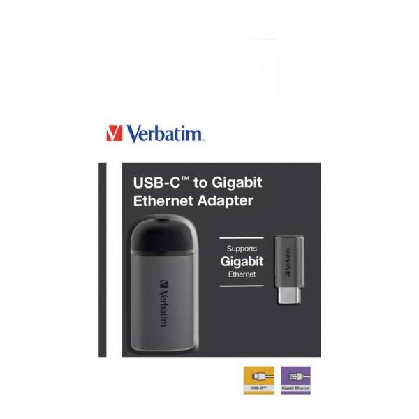 VERBATIM Adapter USB-C Ethernet schwarz/grau 49146