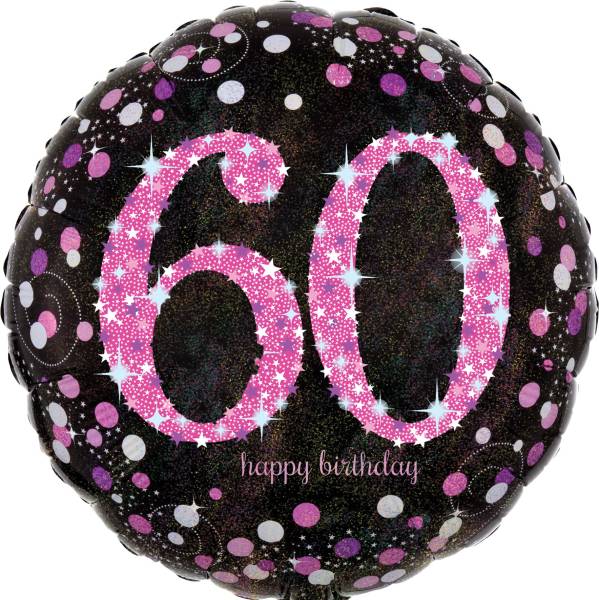 AMSCAN Folienballon Happy Birthday 60 pink 3378801 Sparkling 43cm D.