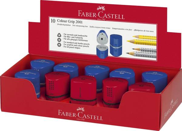 FABER CASTELL Dosenspitzer Grip2001 blau/rot 183801 3 fach