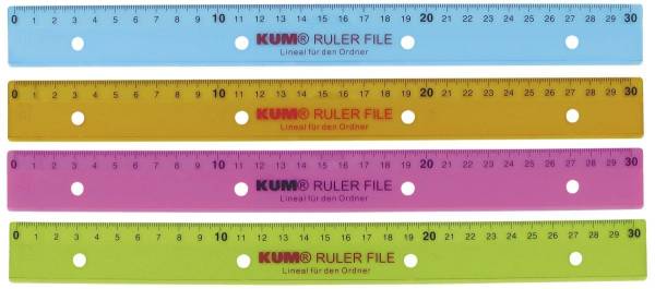 KUM Lineal Plastik 30cm Pop-Farben 208.20.29 L03 4fach-Loch.