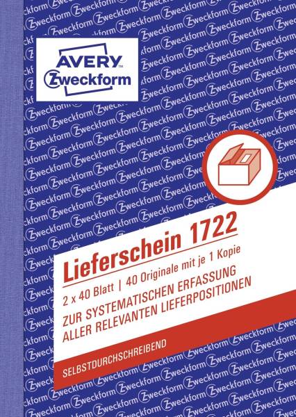 AVERY ZWECKFORM Lieferscheinbuch A6/2x40BL SD 1722