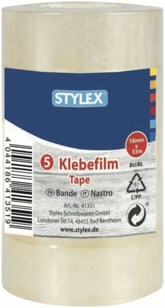 STYLEX Klebefilm 18mm 33m transp. 41351 5Rl