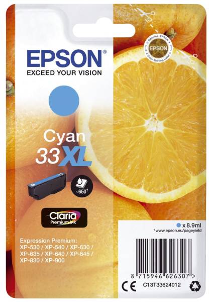 EPSON Inkjetpatrone Nr. 33XL cyan C13T33624012