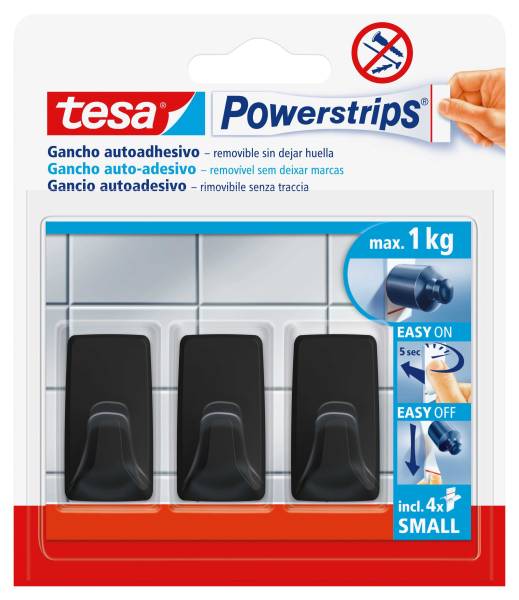 TESA Powerstrips 3Haken S Eckig schwarz 58278-00000-20 Small 1 kg