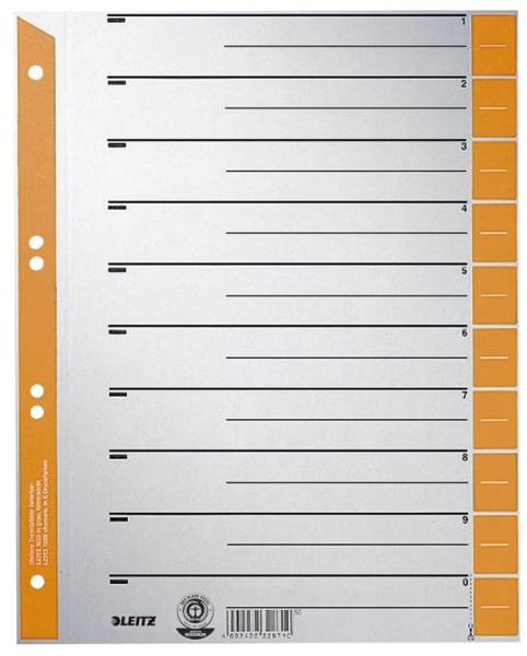 LEITZ Trennblatt A4 grau/orange 1652-00-45 100ST ungeöst